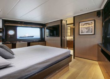 Charter Enigma in Italy, Sardina, Corsica & French a luxury modern yacht luxury bedroom - High Point Yachting