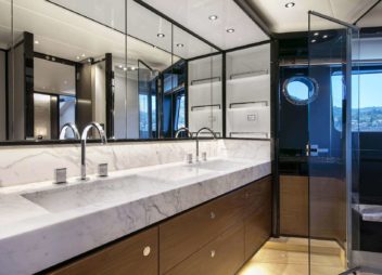Charter Enigma in Italy, Sardina, Corsica & French a luxury modern yacht bathroom - High Point Yachting