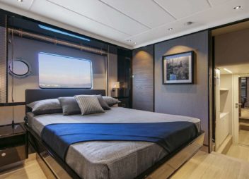 Charter Enigma in Italy, Sardina, Corsica & French a luxury modern yacht luxury bedroom - High Point Yachting