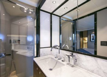 Charter Enigma in Italy, Sardina, Corsica & French a luxury modern yacht bathroom - High Point Yachting