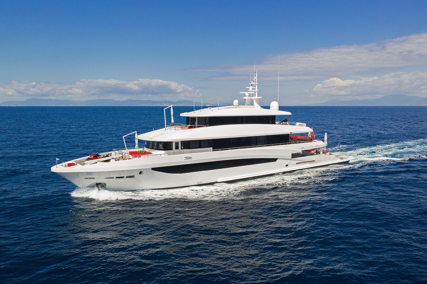 Eden Luxury Motor Yacht for charter with water toys and activies - High Point Yachting