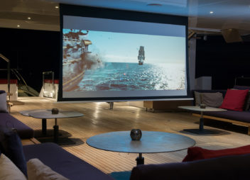 Luxury theatre movie area on yacht charter - High Point Yachting