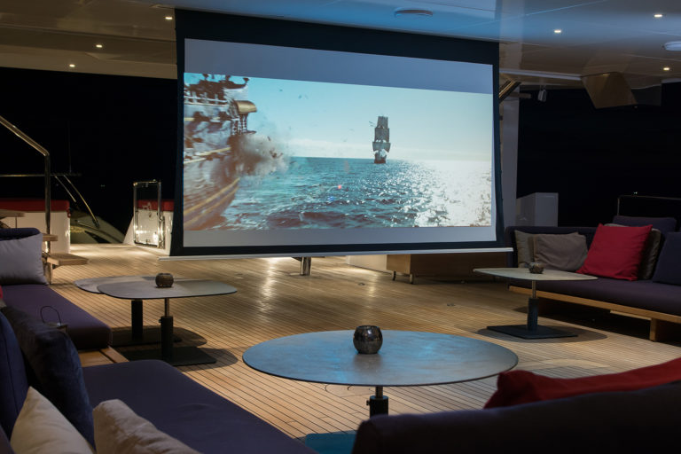 Luxury theatre movie area on yacht charter - High Point Yachting