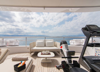 Outdoor salon luxury on board of yacht charter - High Point Yachting