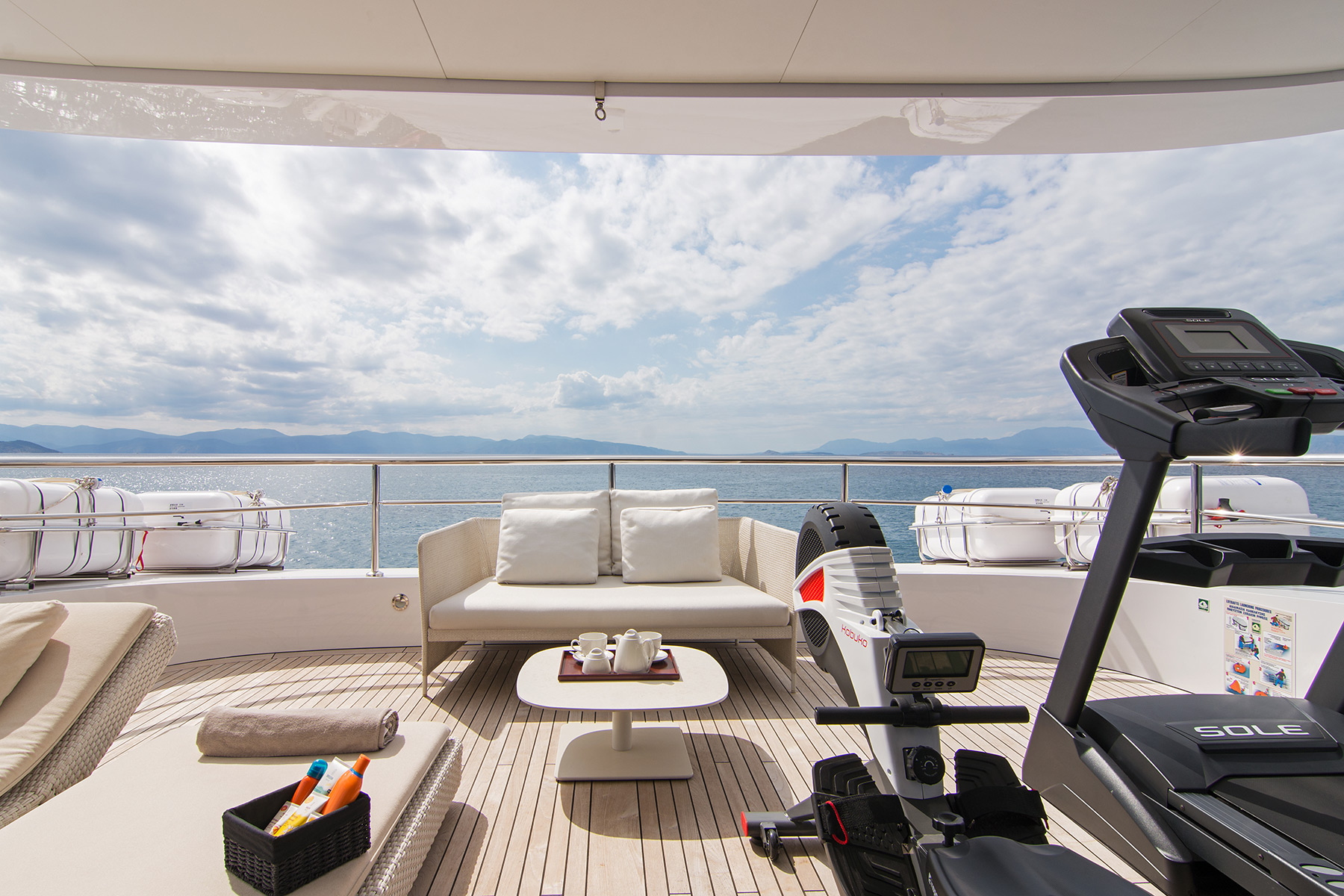 Outdoor salon luxury on board of yacht charter - High Point Yachting