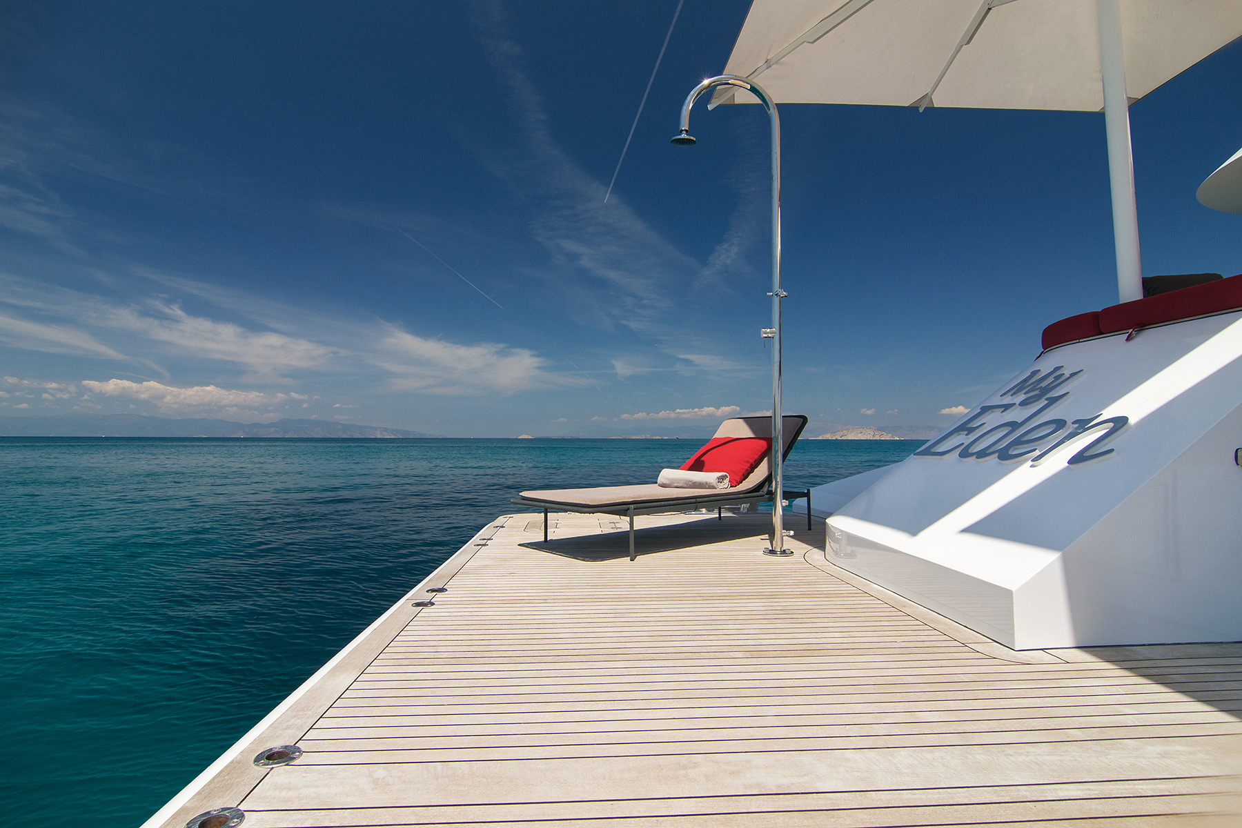 Sunbathing area on yacht charter - High Point Yachting