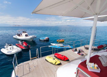 water toys on board of yacht charter - High Point Yachting