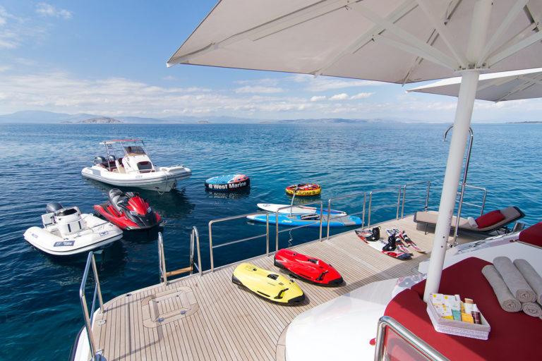 water toys on board of yacht charter - High Point Yachting