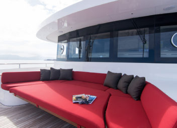 Luxury sofa seating area in yacht charter, charter yachts today! - High Point Yachting