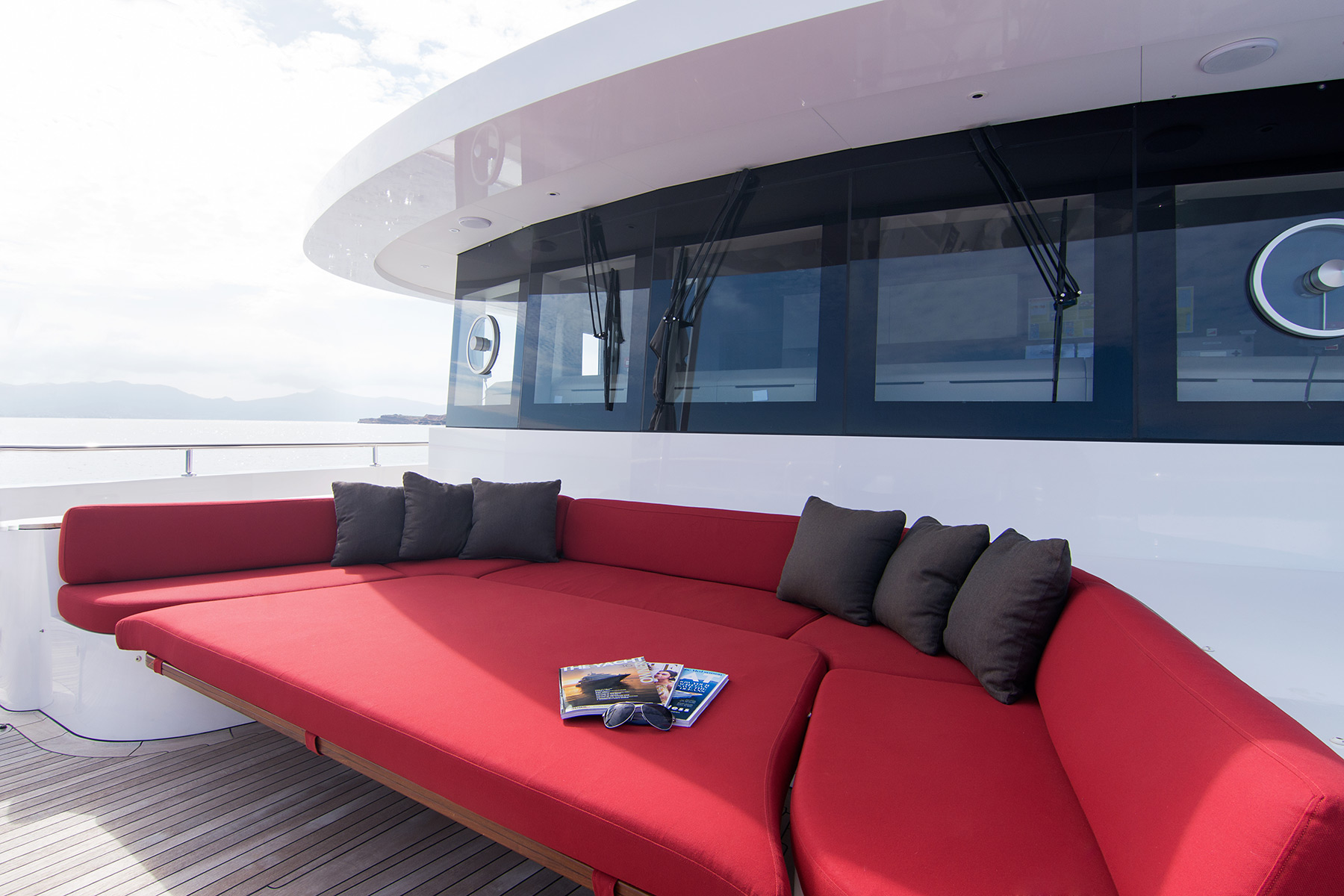 Luxury sofa seating area in yacht charter, charter yachts today! - High Point Yachting