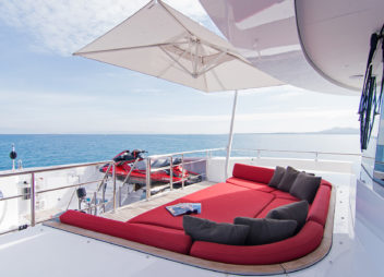 Luxury sofa seating area in yacht charter, charter yachts today! - High Point Yachting