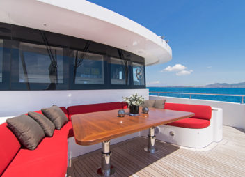 Luxury sofa seating area in yacht charter, charter yachts today! - High Point Yachting