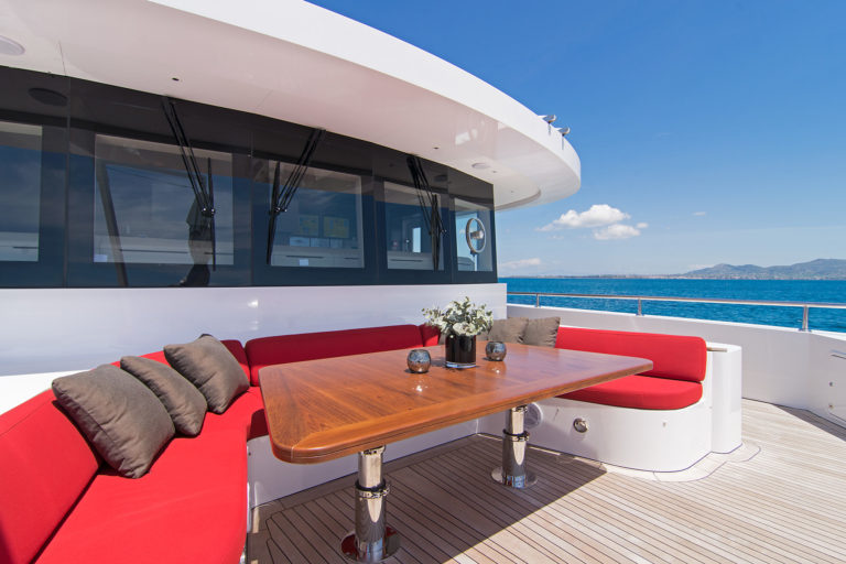 Luxury sofa seating area in yacht charter, charter yachts today! - High Point Yachting