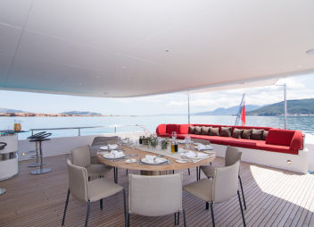Luxury lunch area on board of yacht charter - High Point Yacthing