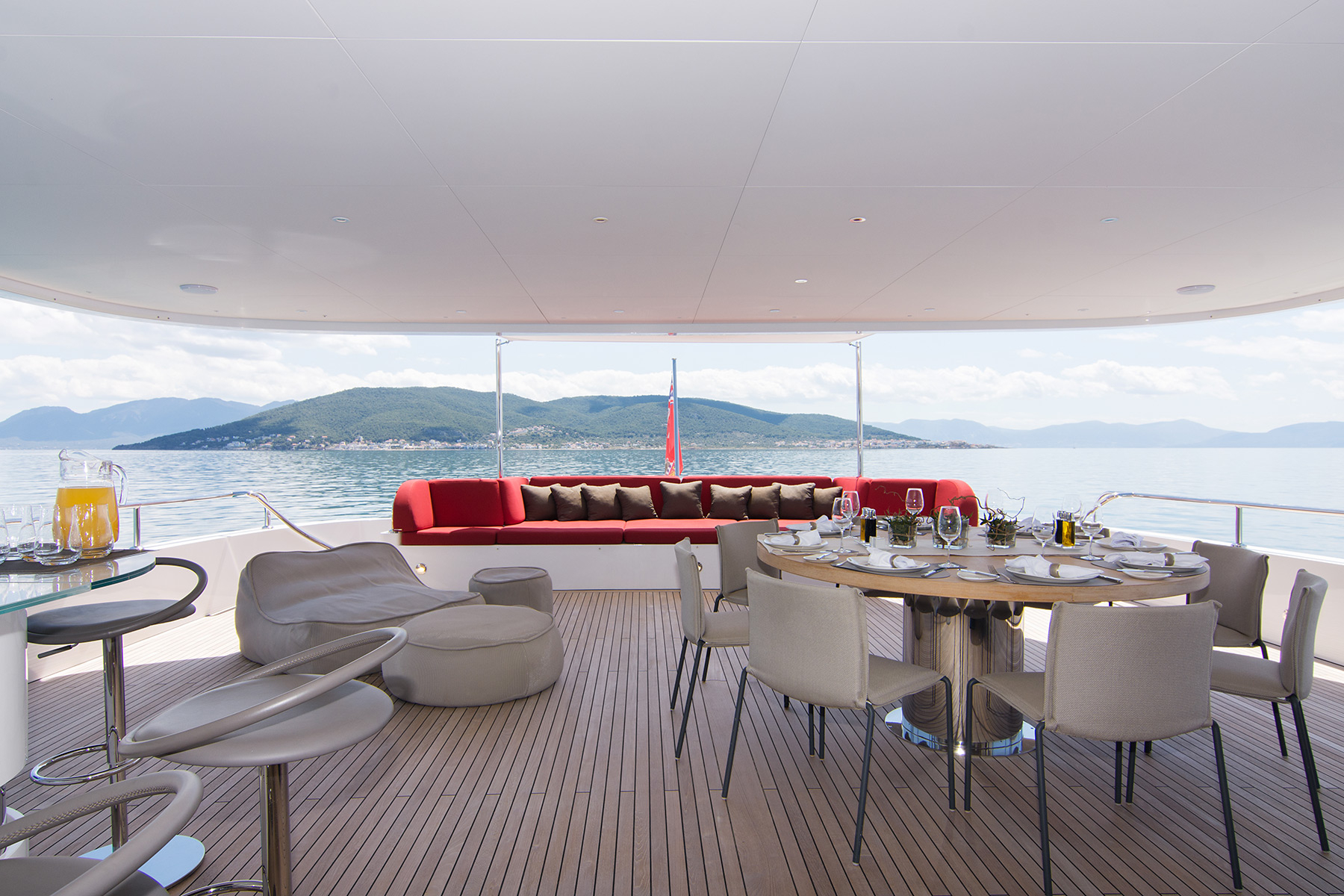 Luxury lunch area on board of yacht charter - High Point Yacthing