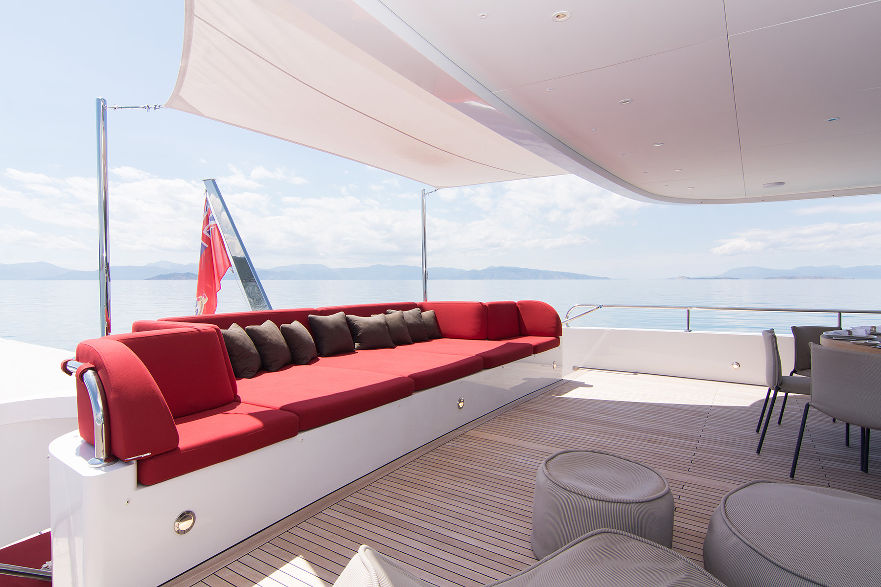 Luxury space and seating area on board on yacht charter from UK & USA - High Point Yachting