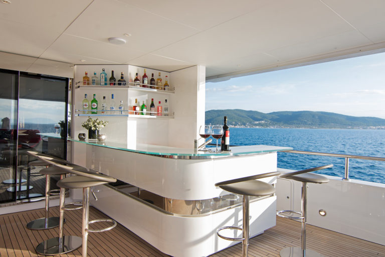 Luxury Bar on board of yacht charter - High Point Yachting