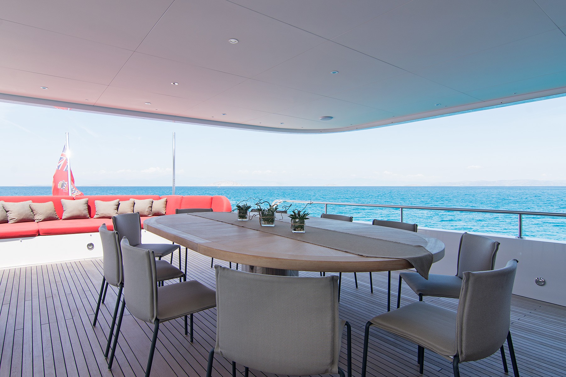 Luxury lunch area on board of yacht charter - High Point Yacthing