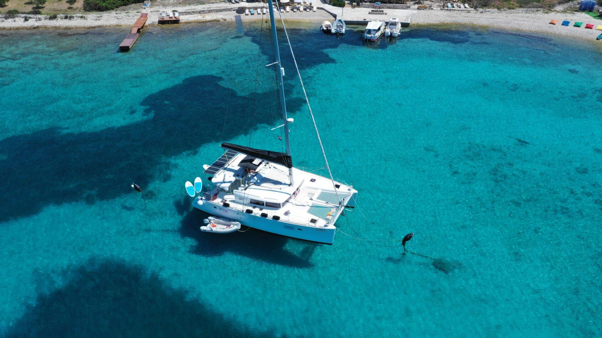 Catamaran Marla anchored at Dalmatian island