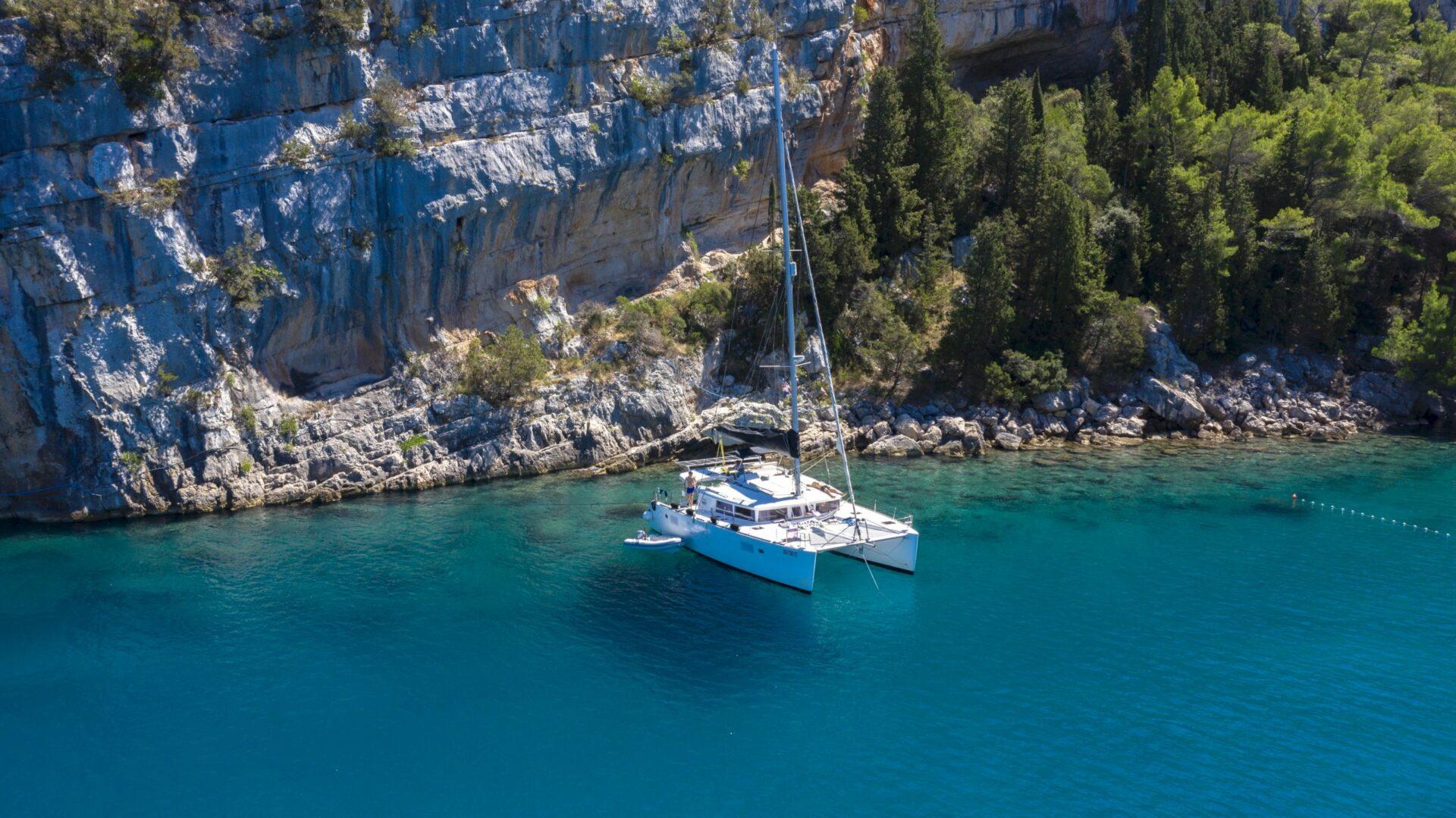 Catamaran Marla at anchorage Croatia