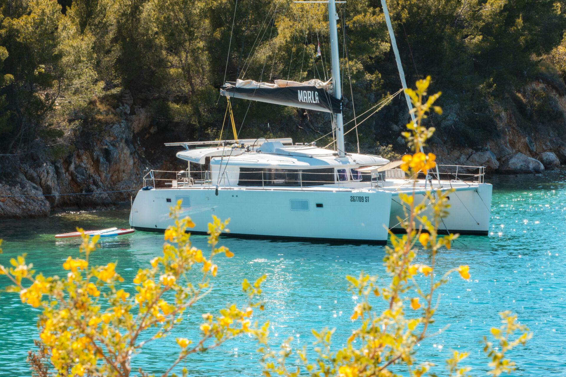 Sailing catamaran Marla anchored