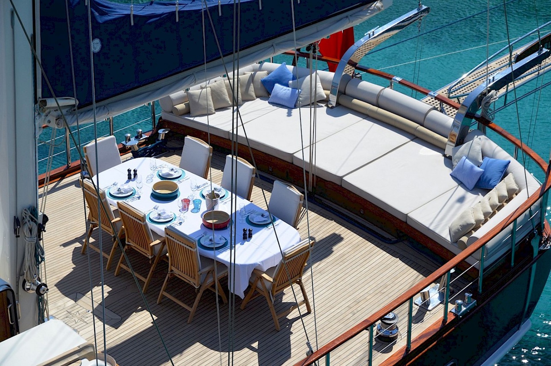 yacht charter aft deck Blue Heaven