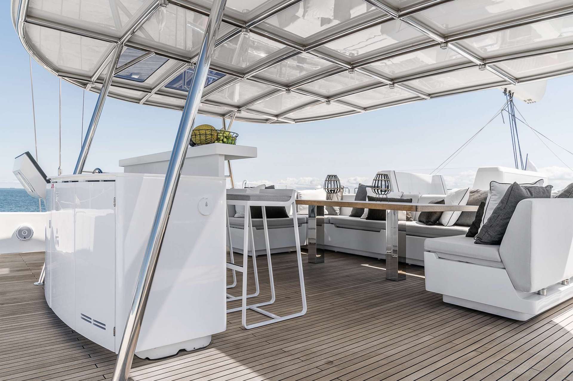 Above & Beyond flybridge catamaran