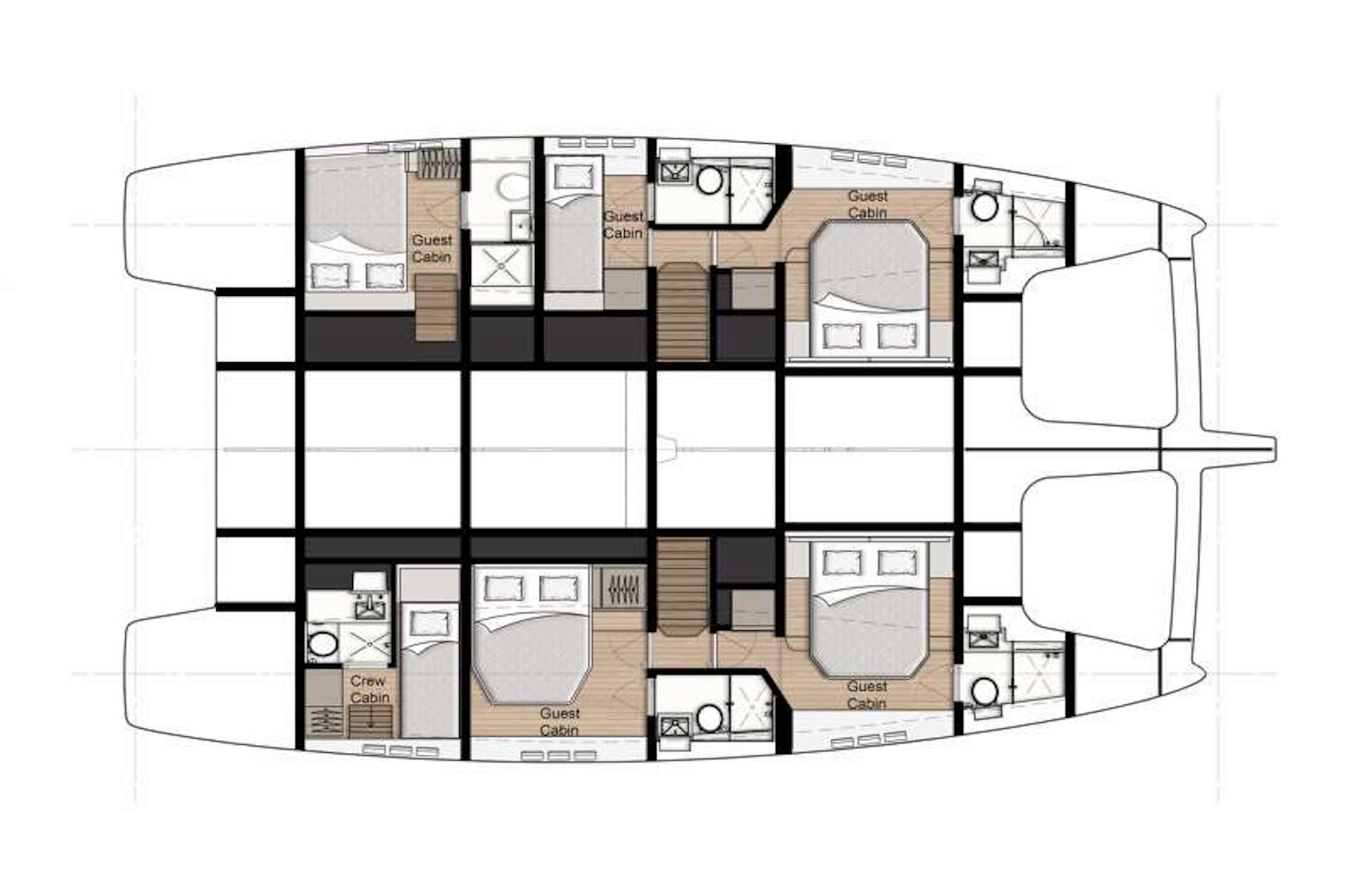 Adara crewed yacht charter deck plan