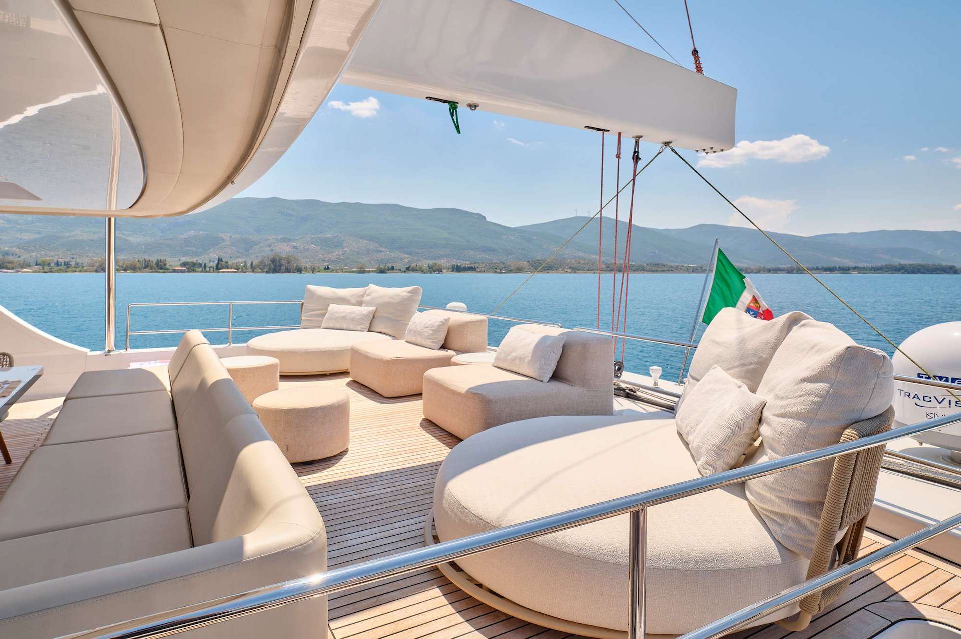 catamaran Genny relax on deck