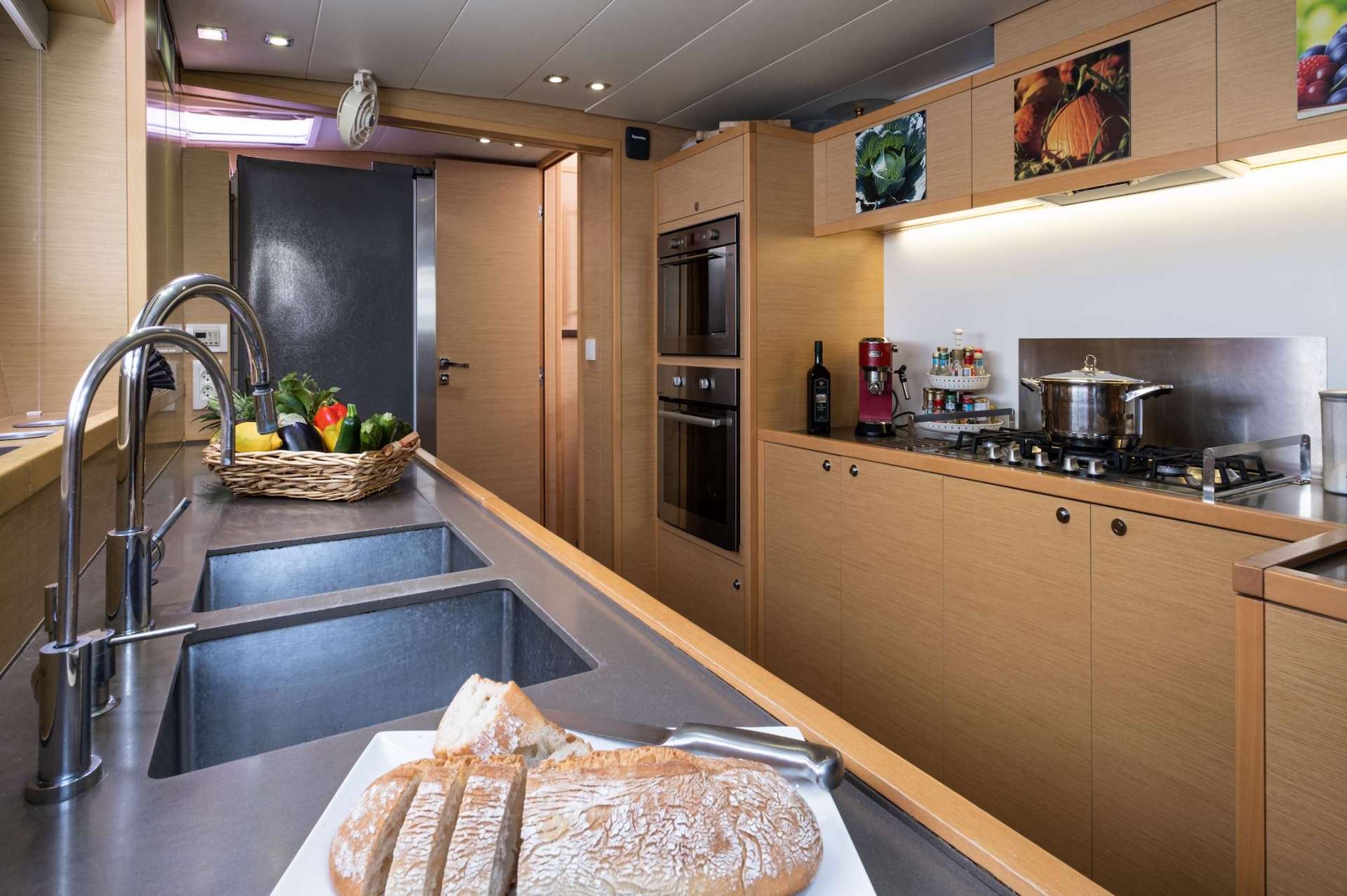 catamaran yacht charter Blue Destiny galley