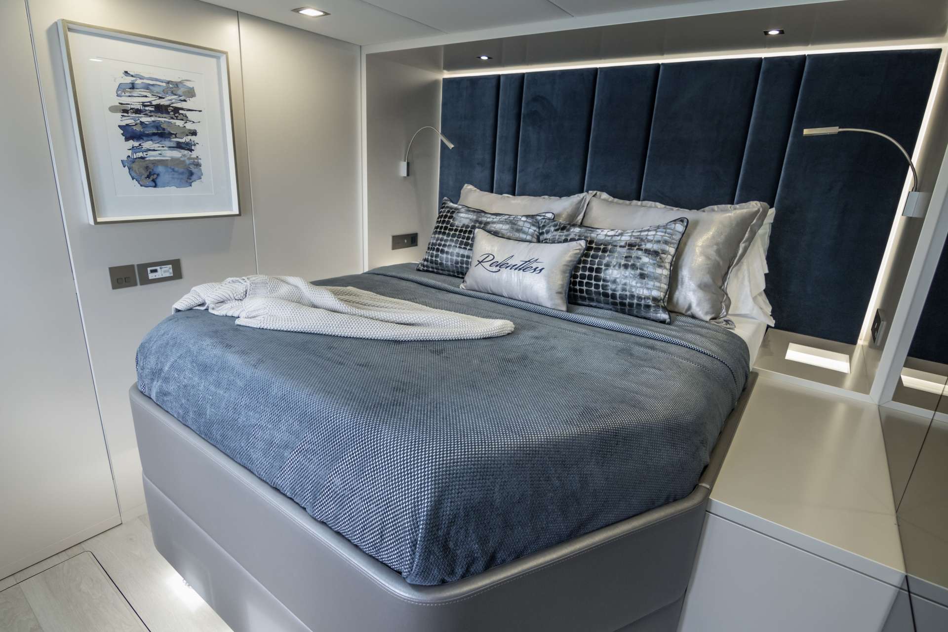 catamaran yacht charter Relentless cabin