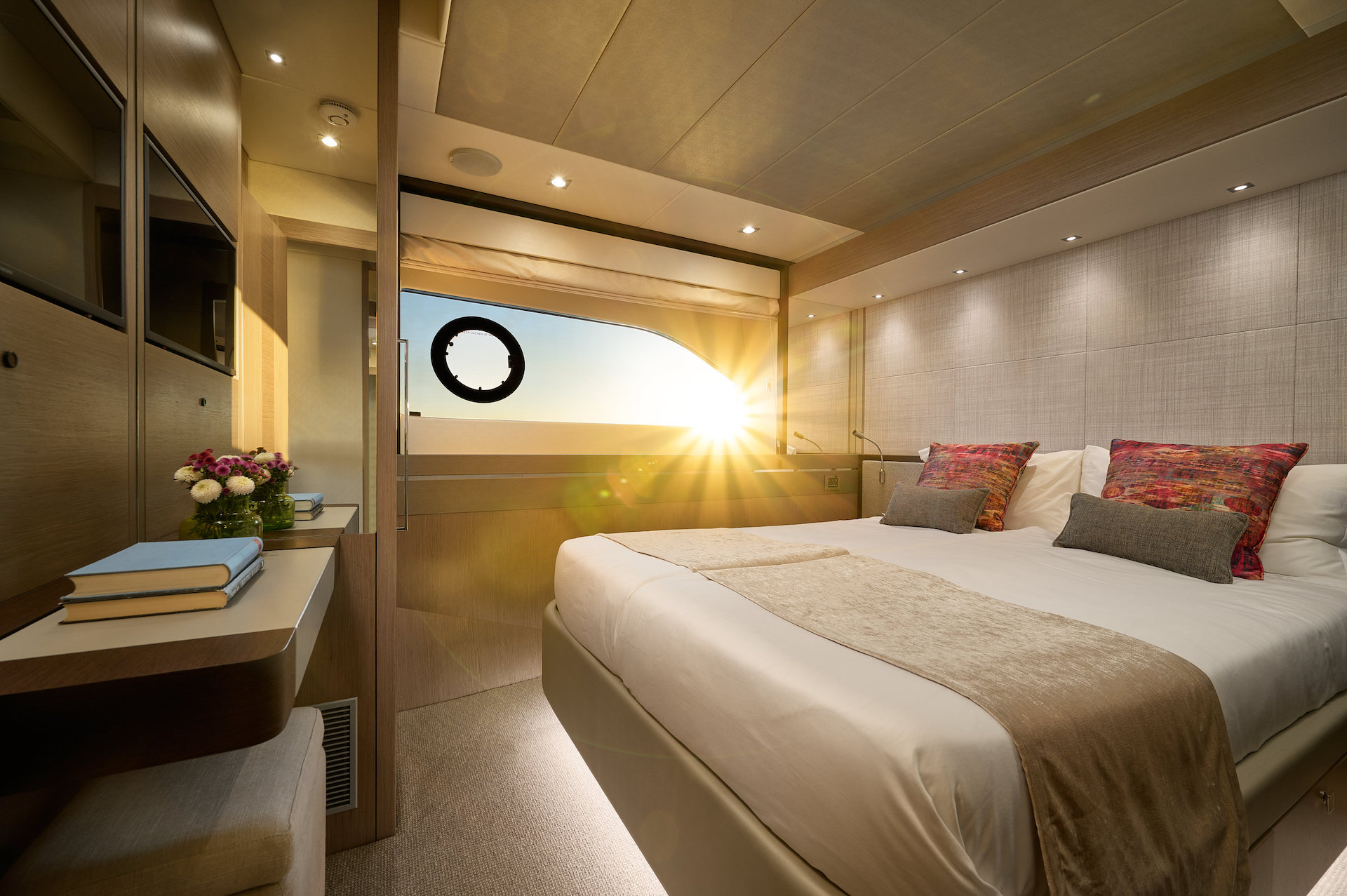 charter motor yacht cabin sunlight