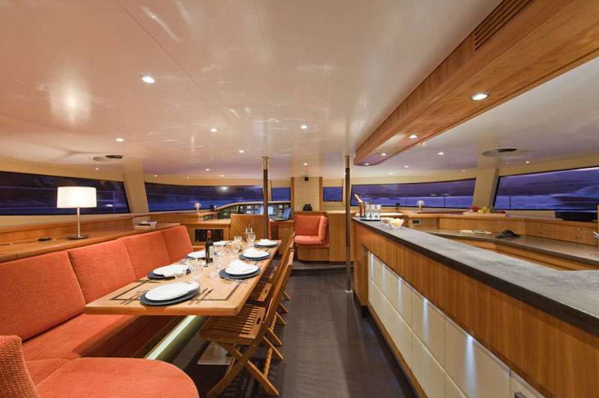 crewed yacht charter Moby Dick dining