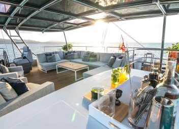 crewed yacht charter Relentless fly bridge