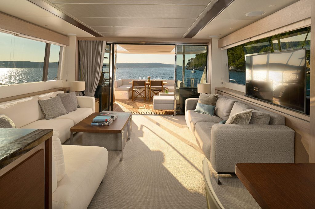 Croatia motor yacht charter relaxing salon