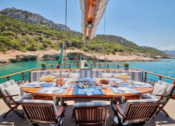 Greece yacht charter deck dining