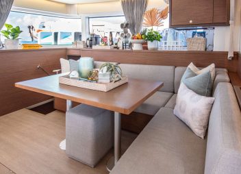 Liquid Zen dining saloon yacht charter