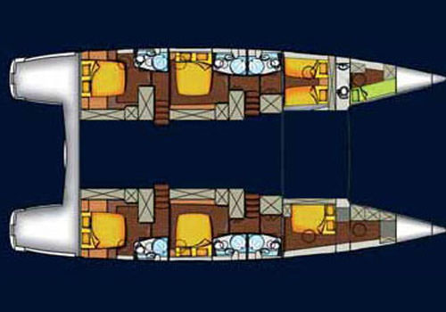 Moby Dick catamaran charter deck plan