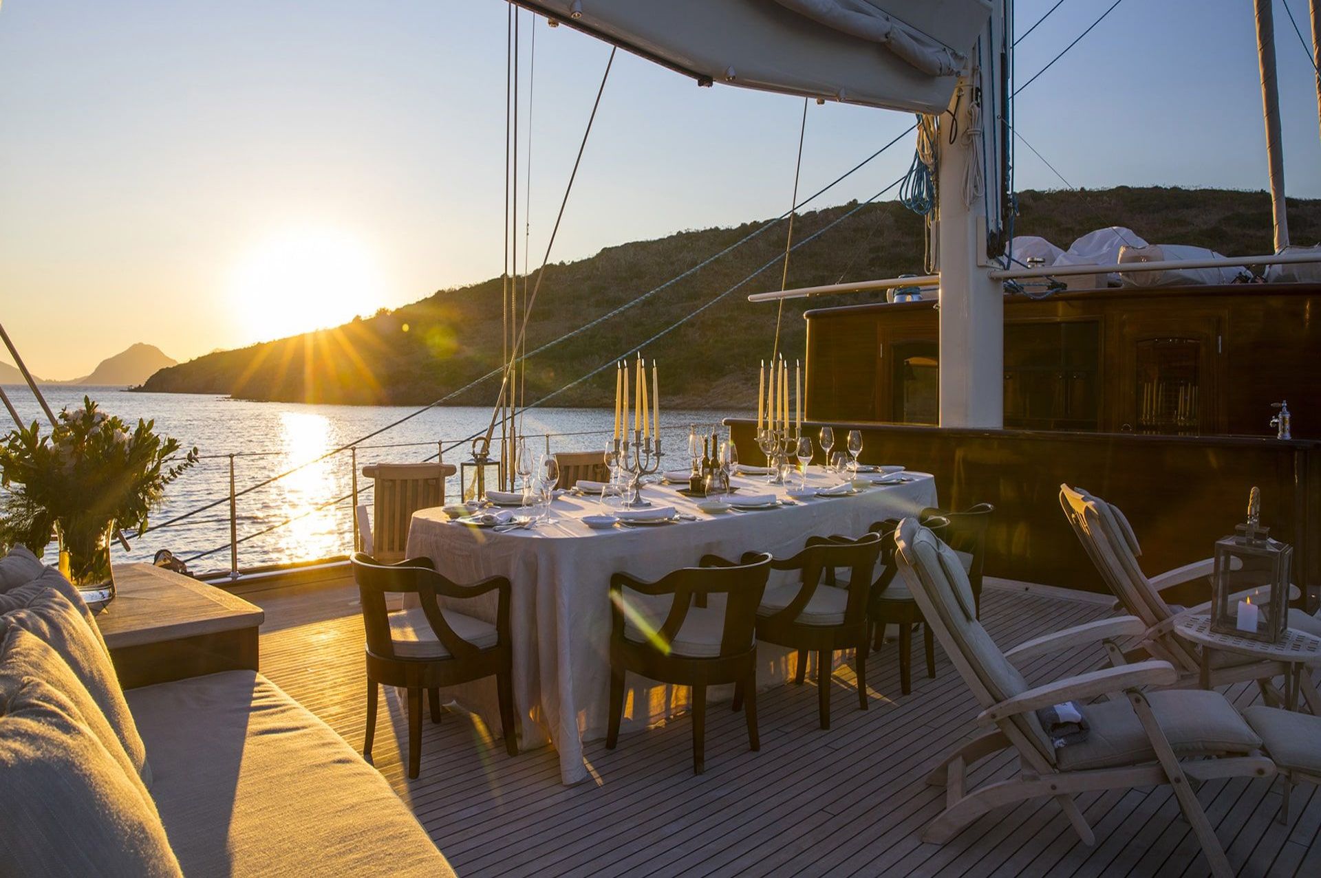 Satori yacht charter dining