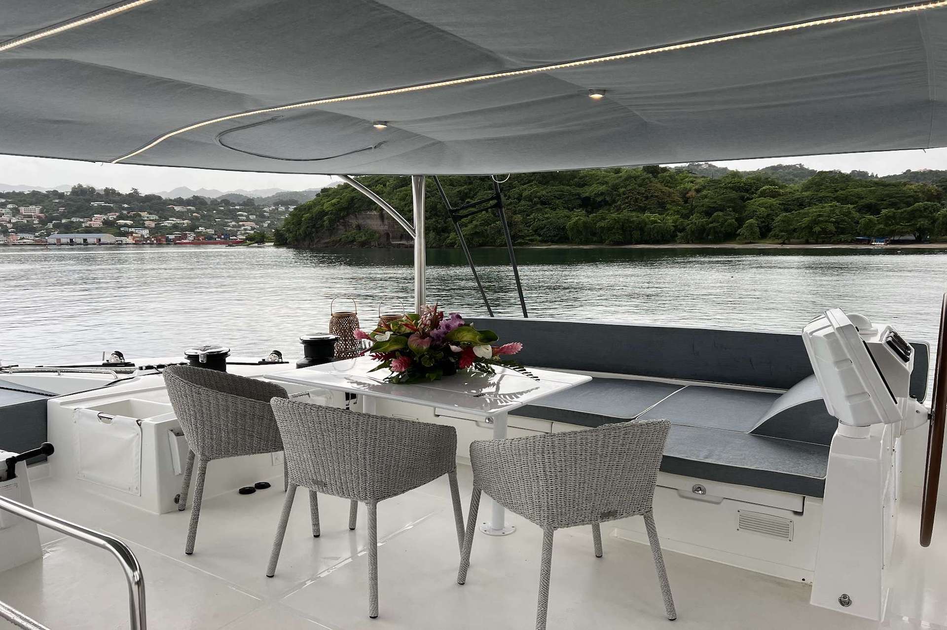 yacht charter dining area Nomada