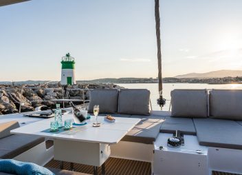 yacht charter dining Signature Vision
