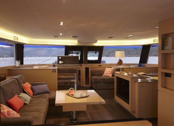 yacht charter Pink Sky saloon and galley