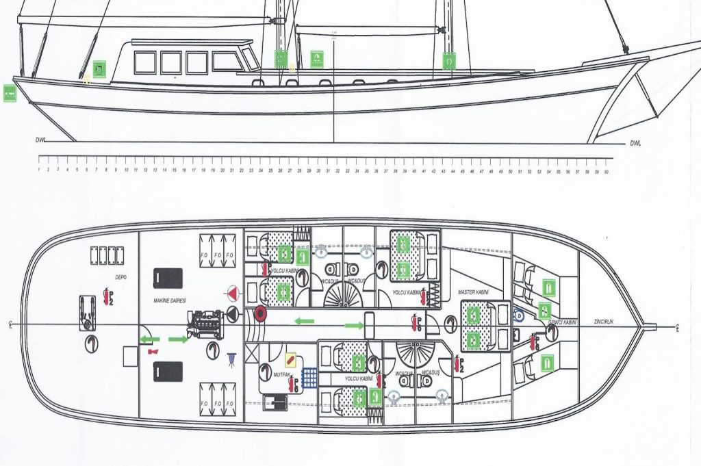 yacht charter Ros Mare plan