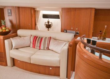crewed yacht charter Mustique saloon