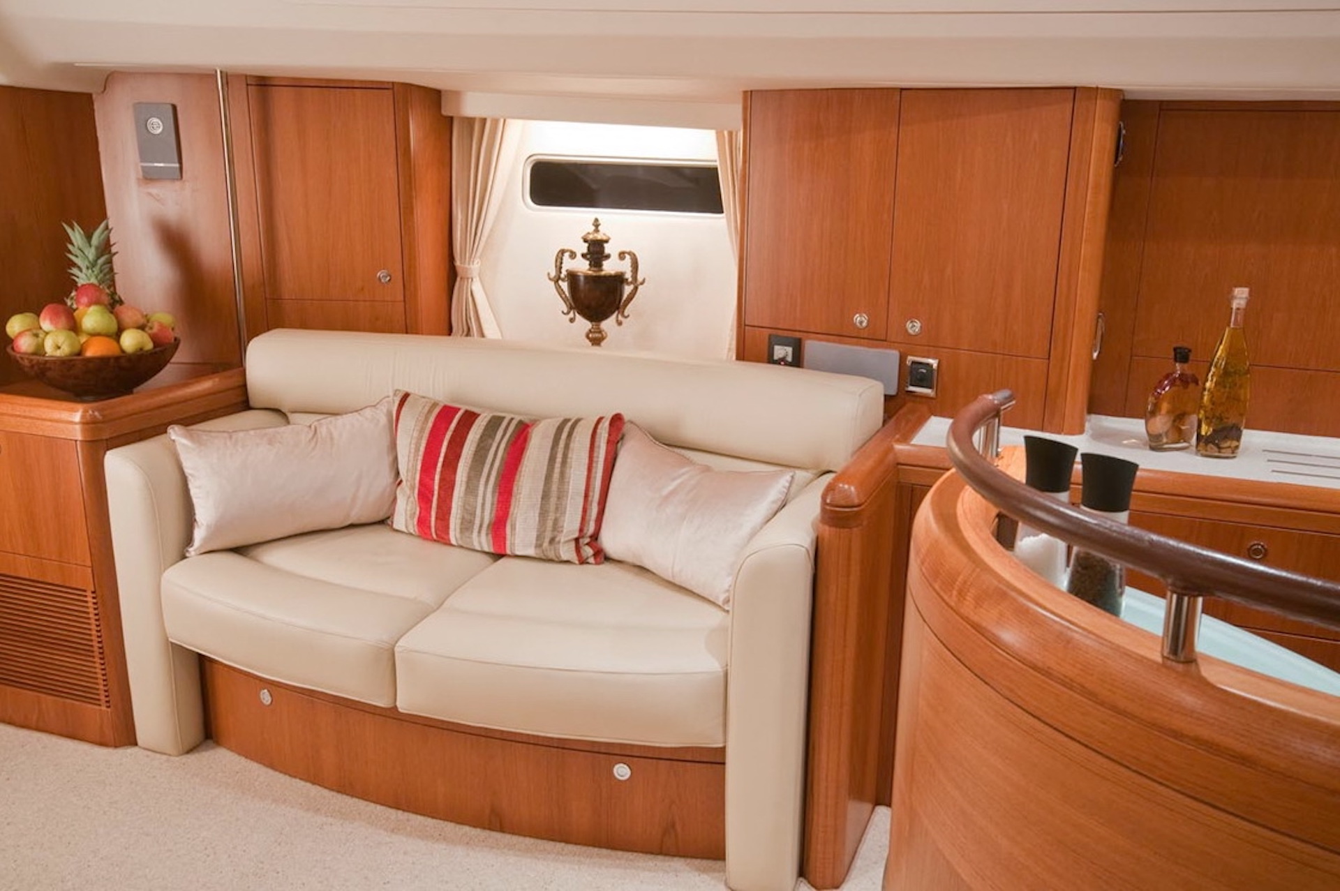 crewed yacht charter Mustique saloon