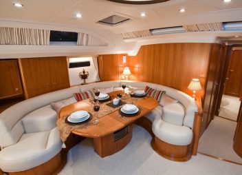 yacht charter Mustique saloon