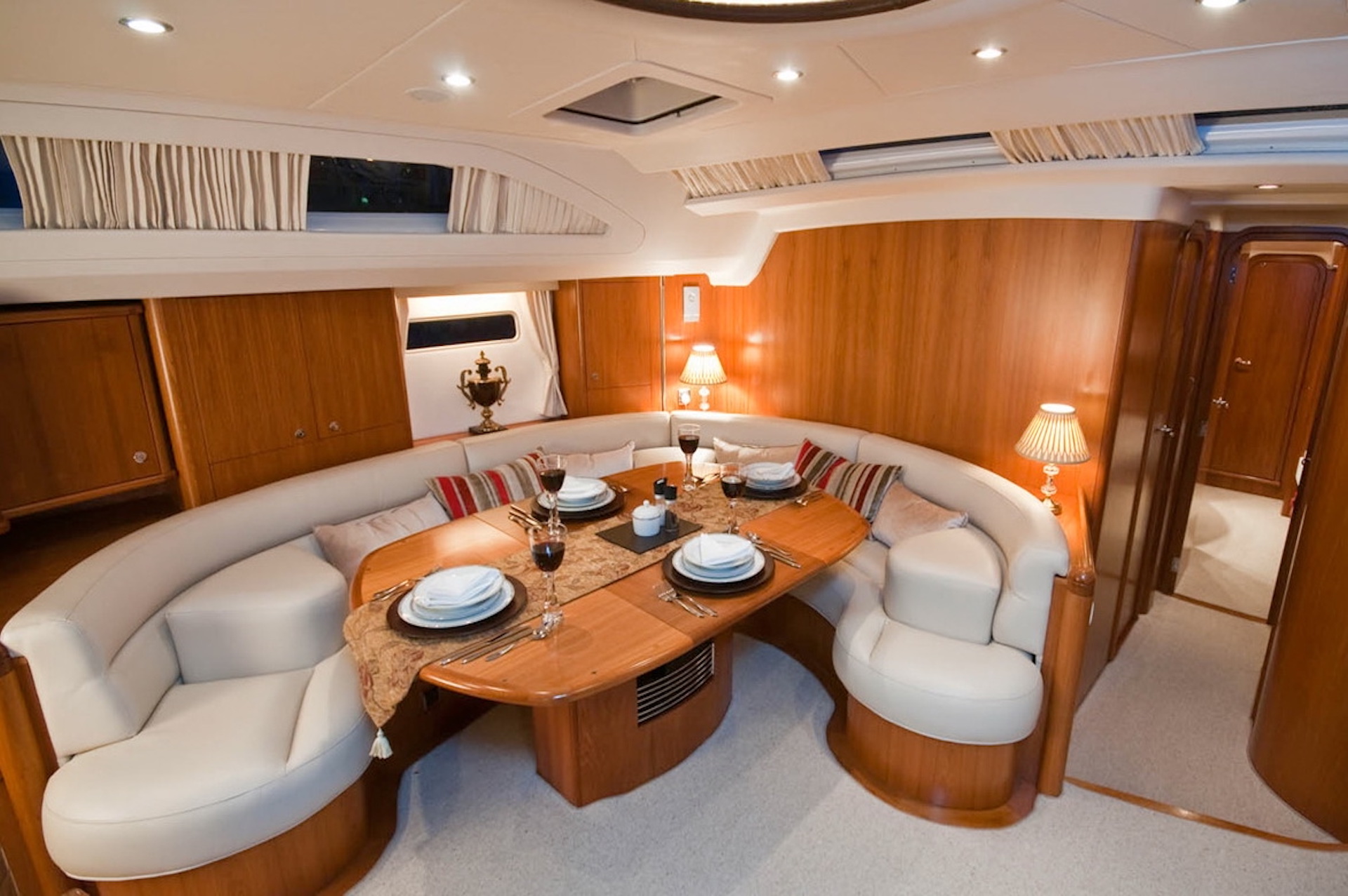 yacht charter Mustique saloon