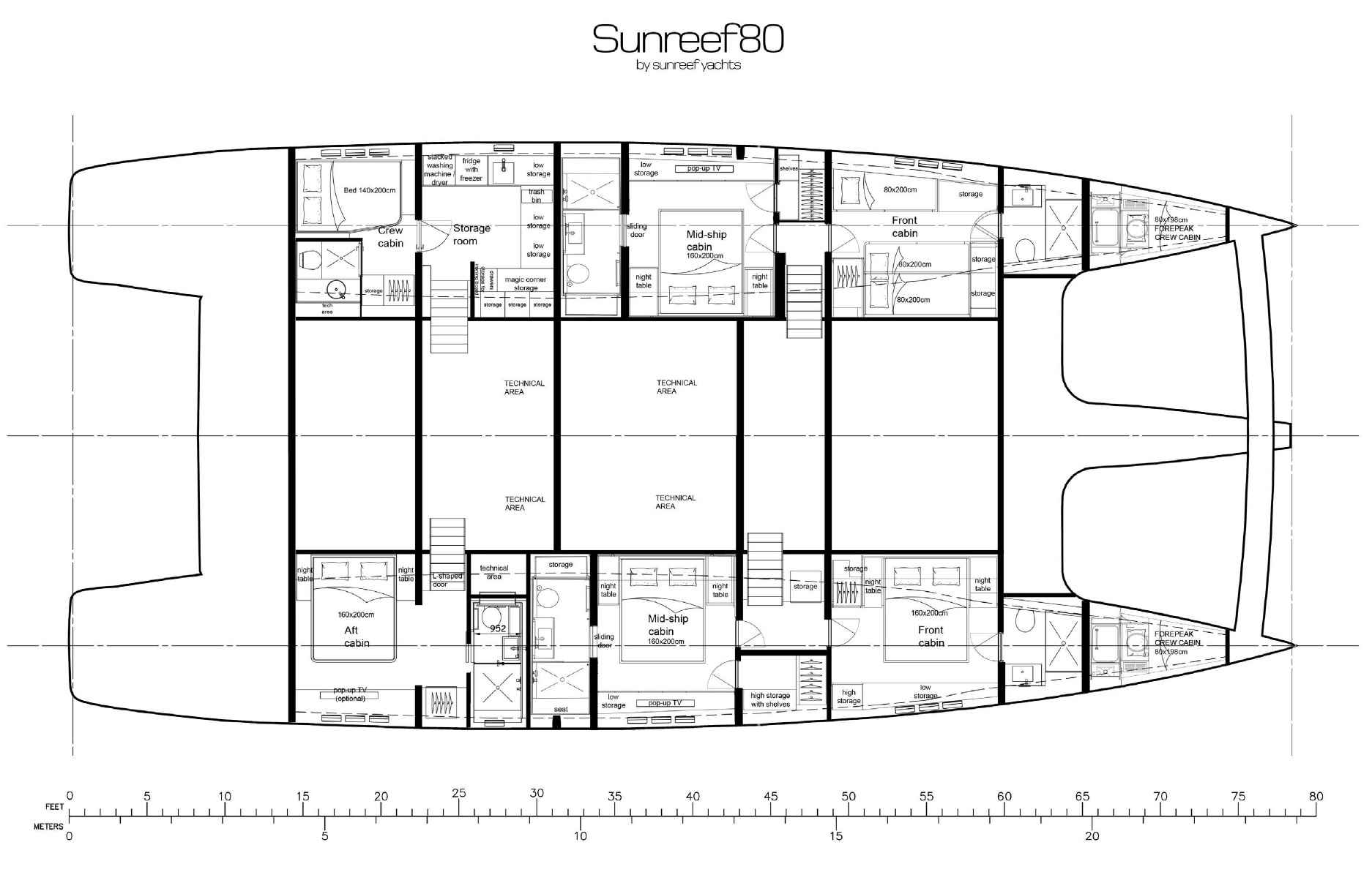 Fantastic Too yacht charter deck plan