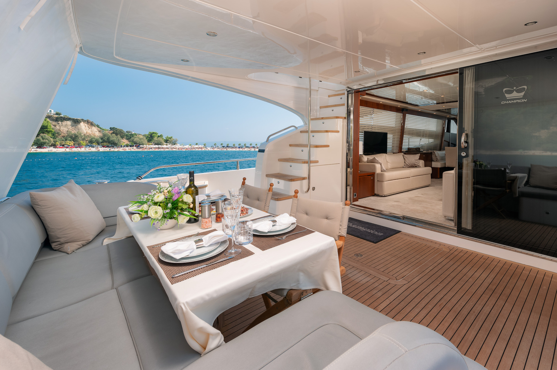 yacht charter Champion aft deck