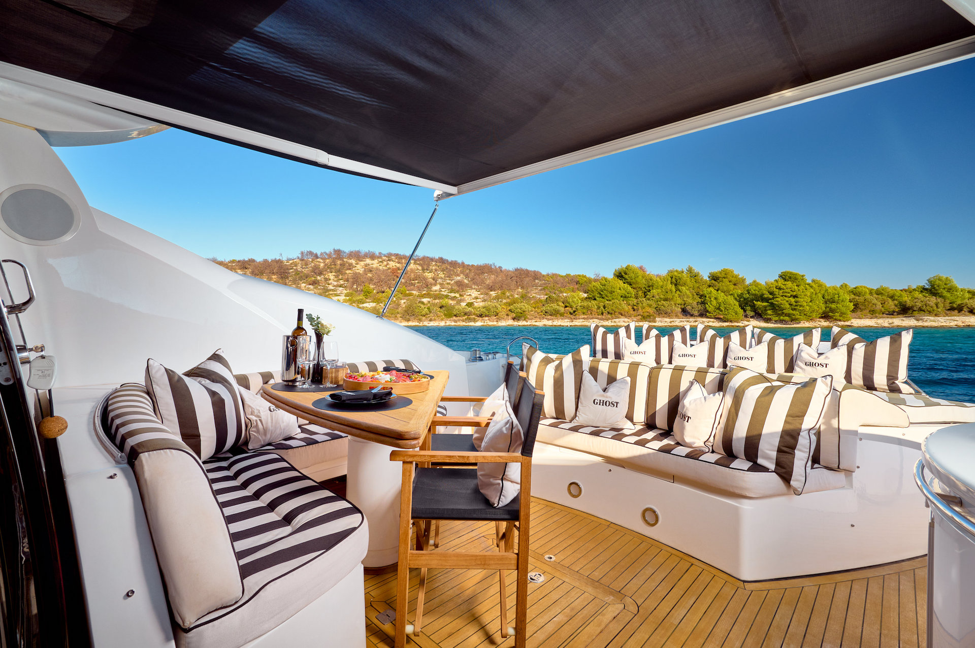 yacht charter ghost aft deck